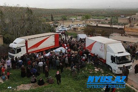 Türkiyənin növbəti yardım karvanı Afrinə çatdı