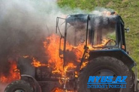 Sabirabadda “Belarus“ markalı traktor yanıb
