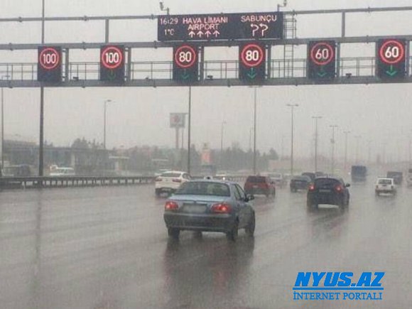 BNA-dan yağış xəbərdarlığı - Sürət həddi 20 km/saat endirildi