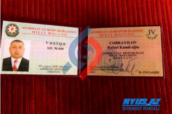 Bu da Rəfael Cəbrayılovun girovda olan deputat vəsiqəsi – Foto