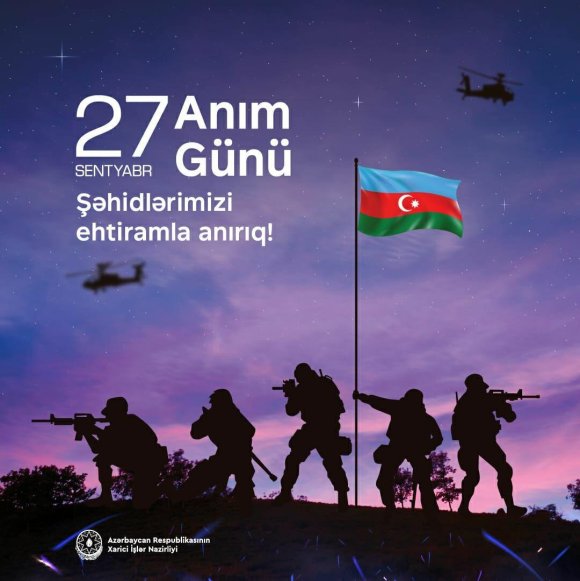 Azərbaycan XİN 27 sentyabr - Anım Günü ilə bağlı paylaşım edib