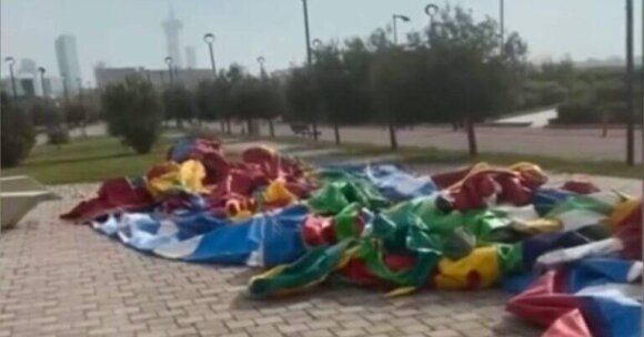 Bakıda külək attraksionu aşırdı – Uşaqlar xəsarət alıb