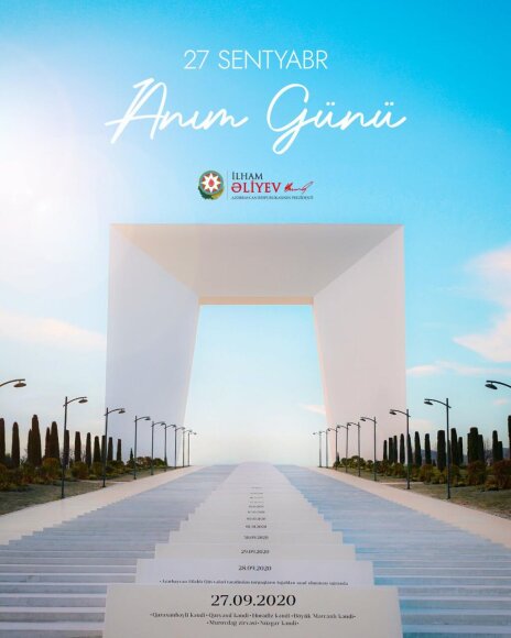 Prezident İlham Əliyev 27 Sentyabr - Anım Günü ilə əlaqədar paylaşım edib